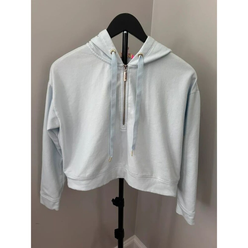 Lilly Pulitzer Light Blue Cropped Half-Zip Hoodie - Size XS